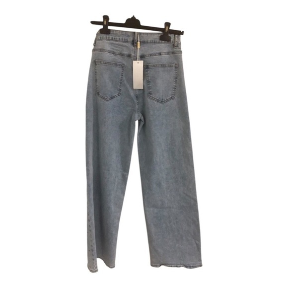 Stunning Pearl & crystal cz adorned light wash denim jeans size large brand new - Picture 12 of 14